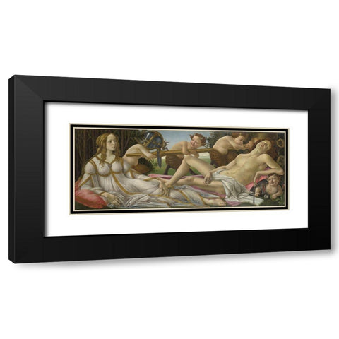 Venus and Mars Black Modern Wood Framed Art Print with Double Matting by Botticelli, Sandro