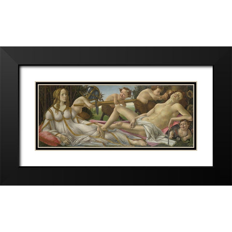 Venus and Mars Black Modern Wood Framed Art Print with Double Matting by Botticelli, Sandro