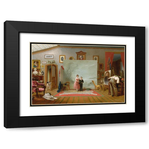 Interior with Portraits Black Modern Wood Framed Art Print with Double Matting by Le Clear, Thomas