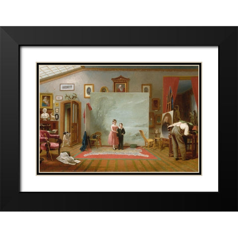 Interior with Portraits Black Modern Wood Framed Art Print with Double Matting by Le Clear, Thomas