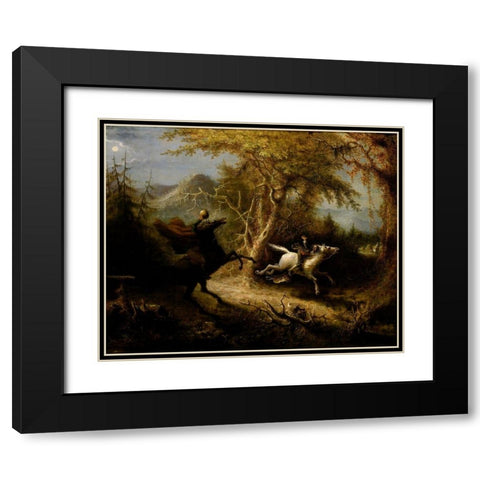The Headless Horseman Pursuing Ichabod Crane Black Modern Wood Framed Art Print with Double Matting by Quidor, John