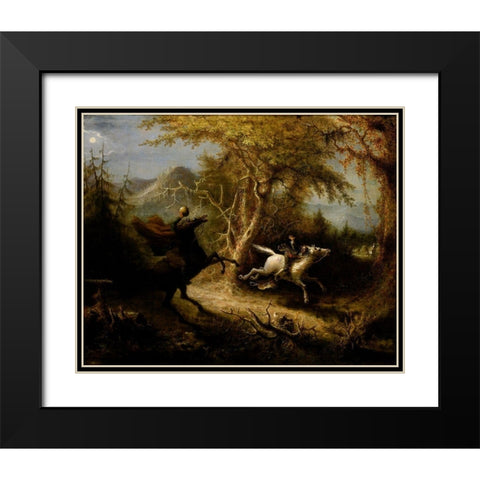 The Headless Horseman Pursuing Ichabod Crane Black Modern Wood Framed Art Print with Double Matting by Quidor, John