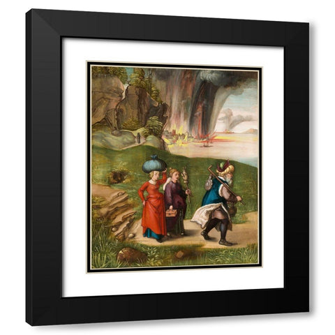 Lots FlightÂ atÂ Haller Madonna Black Modern Wood Framed Art Print with Double Matting by Durer, Albrecht