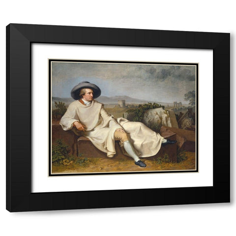 Goethe in the Roman Campagna Black Modern Wood Framed Art Print with Double Matting by Tischbein, Johann Heinrich Wilhelm
