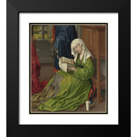 The Magdalen Reading Black Modern Wood Framed Art Print with Double Matting by van der Weyden, Rogier