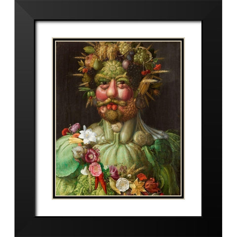 Vertumnus Black Modern Wood Framed Art Print with Double Matting by Arcimboldo, Giuseppe