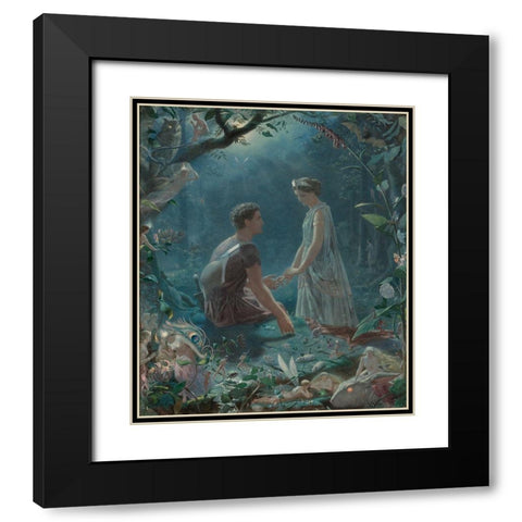 Hermia and Lysander Black Modern Wood Framed Art Print with Double Matting by Simmons, John