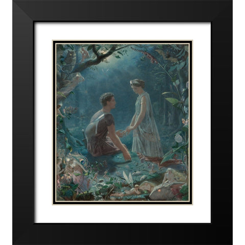 Hermia and Lysander Black Modern Wood Framed Art Print with Double Matting by Simmons, John