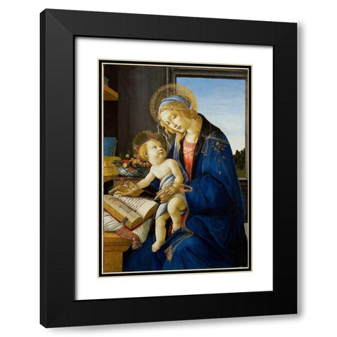 Madonna of the Book Black Modern Wood Framed Art Print with Double Matting by Botticelli, Sandro