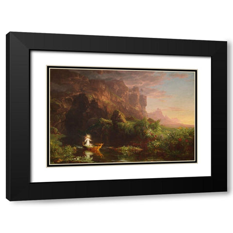 The Voyage of Life Childhood Black Modern Wood Framed Art Print with Double Matting by Cole, Thomas