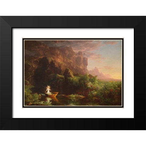 The Voyage of Life Childhood Black Modern Wood Framed Art Print with Double Matting by Cole, Thomas