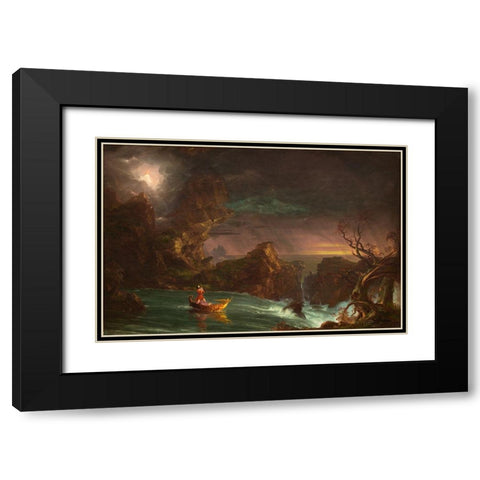 The Voyage of Life Manhood Black Modern Wood Framed Art Print with Double Matting by Cole, Thomas