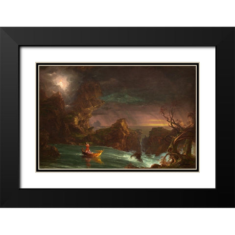 The Voyage of Life Manhood Black Modern Wood Framed Art Print with Double Matting by Cole, Thomas