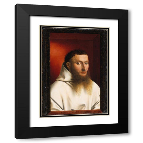 Portrait of a Carthusian Black Modern Wood Framed Art Print with Double Matting by Christus, Petrus