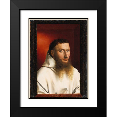 Portrait of a Carthusian Black Modern Wood Framed Art Print with Double Matting by Christus, Petrus