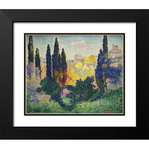 Cypresses at Cagnes Black Modern Wood Framed Art Print with Double Matting by Cross, Henri-Edmond