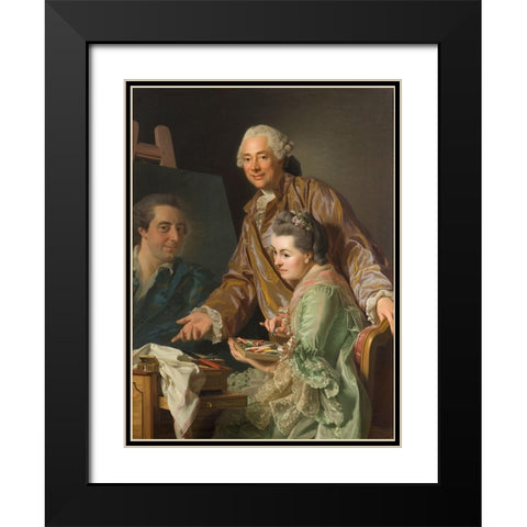 Self-portrait with his wife, Marie-Suzanne Giroust, painting Henrik Wilhelm Peill Black Modern Wood Framed Art Print with Double Matting by Roslin, Alexander