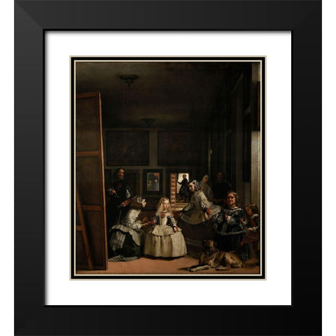 Las Meninas Black Modern Wood Framed Art Print with Double Matting by Valazquez, Diego