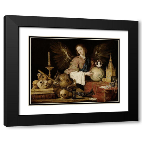 Allegory ofÂ Vanity Black Modern Wood Framed Art Print with Double Matting by de Pereda, Antonio