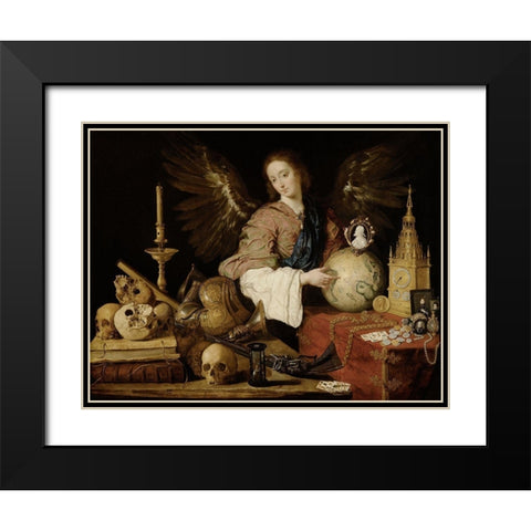 Allegory ofÂ Vanity Black Modern Wood Framed Art Print with Double Matting by de Pereda, Antonio