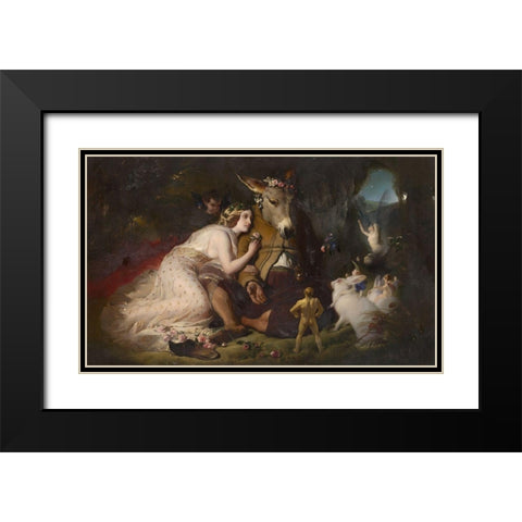Scene from A Midsummer Nights Dream Black Modern Wood Framed Art Print with Double Matting by Landseer, Edwin