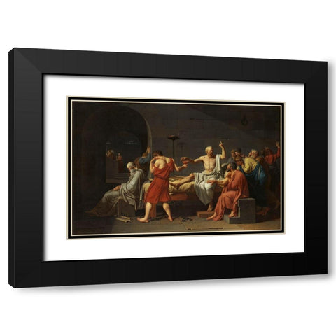 The Death of Socrates Black Modern Wood Framed Art Print with Double Matting by David, Jacques-Louis