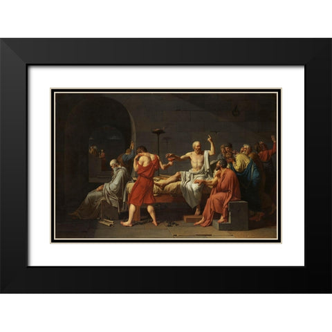 The Death of Socrates Black Modern Wood Framed Art Print with Double Matting by David, Jacques-Louis