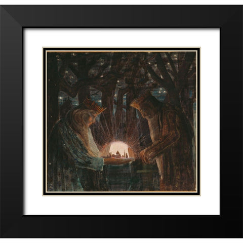 KingsÂ Fairy Tale Black Modern Wood Framed Art Print with Double Matting by Ciurlionis, Mikalojus Konstantinas