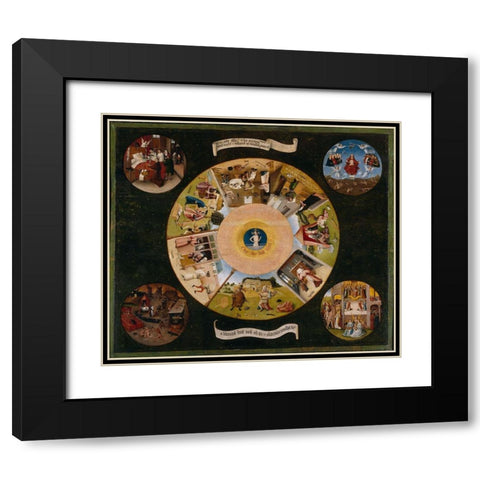 The Seven Deadly Sins and the Four Last Things Black Modern Wood Framed Art Print with Double Matting by Bosch, Hieronymus