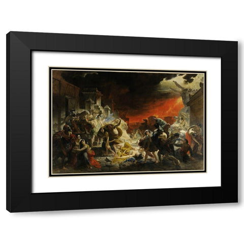 The Last Day of Pompeii Black Modern Wood Framed Art Print with Double Matting by Bryullov, Karl