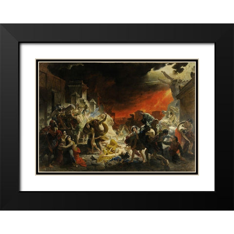 The Last Day of Pompeii Black Modern Wood Framed Art Print with Double Matting by Bryullov, Karl