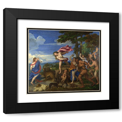 Bacchus and Ariadne Black Modern Wood Framed Art Print with Double Matting by Titian