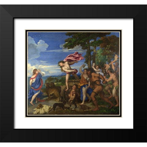 Bacchus and Ariadne Black Modern Wood Framed Art Print with Double Matting by Titian
