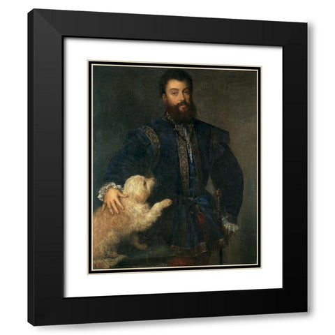 Portrait of Federico II Gonzaga Black Modern Wood Framed Art Print with Double Matting by Titian