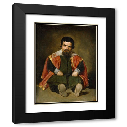 Portrait of Sebastian de Morra Black Modern Wood Framed Art Print with Double Matting by Valazquez, Diego