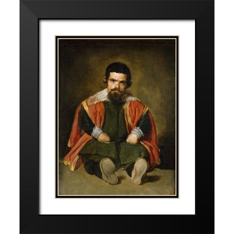 Portrait of Sebastian de Morra Black Modern Wood Framed Art Print with Double Matting by Valazquez, Diego