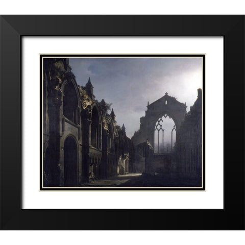 The Ruins of Holyrood Chapel Black Modern Wood Framed Art Print with Double Matting by Daguerre, Louis