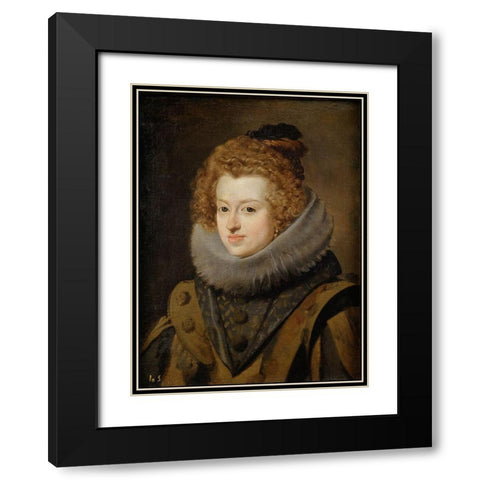 Portrait of Maria Anna Black Modern Wood Framed Art Print with Double Matting by Valazquez, Diego