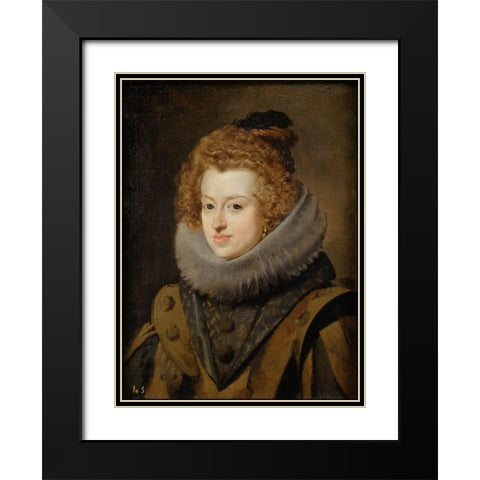 Portrait of Maria Anna Black Modern Wood Framed Art Print with Double Matting by Valazquez, Diego