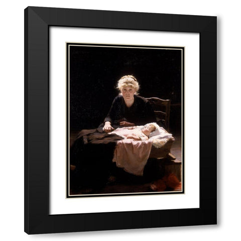 Fantine Black Modern Wood Framed Art Print with Double Matting by Hall, Margaret Bernadine