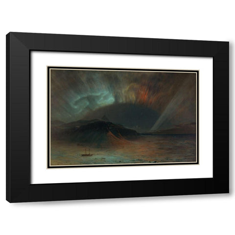 Aurora Borealis Black Modern Wood Framed Art Print with Double Matting by Church, Frederic Edwin