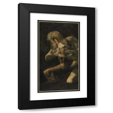 Saturn Devouring His Son Black Modern Wood Framed Art Print with Double Matting by Valazquez, Diego
