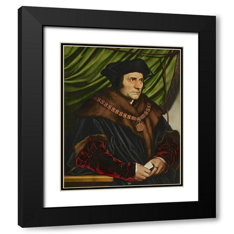 Portrait of Sir Thomas More Black Modern Wood Framed Art Print with Double Matting by Holbein the Younger, Hans