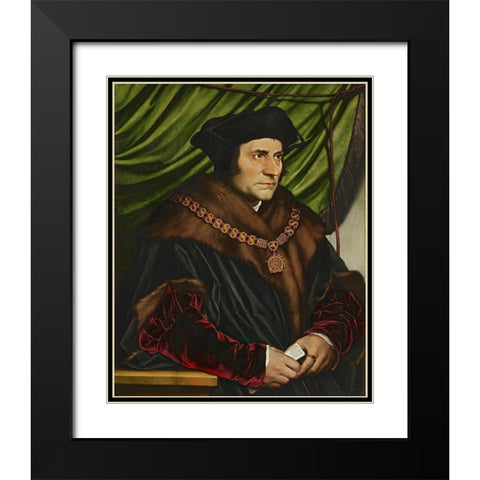 Portrait of Sir Thomas More Black Modern Wood Framed Art Print with Double Matting by Holbein the Younger, Hans