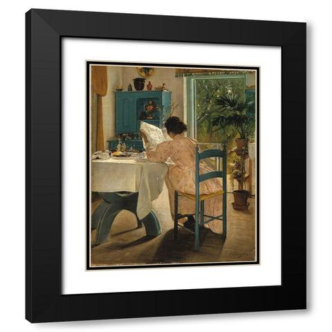 At Breakfast Black Modern Wood Framed Art Print with Double Matting by Ring, L. A.