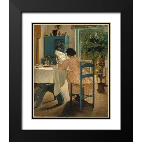 At Breakfast Black Modern Wood Framed Art Print with Double Matting by Ring, L. A.