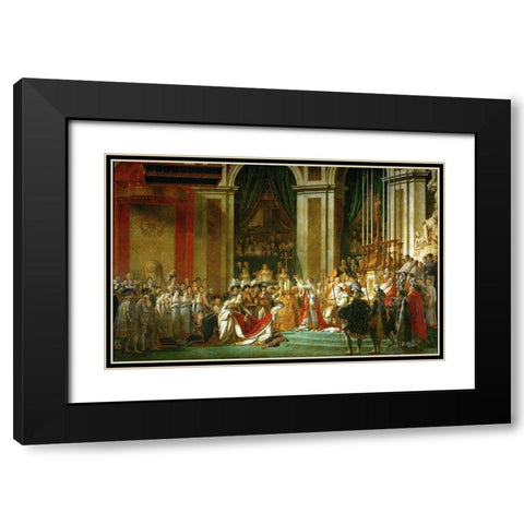 The Coronation of Napoleon Black Modern Wood Framed Art Print with Double Matting by David, Jacques-Louis