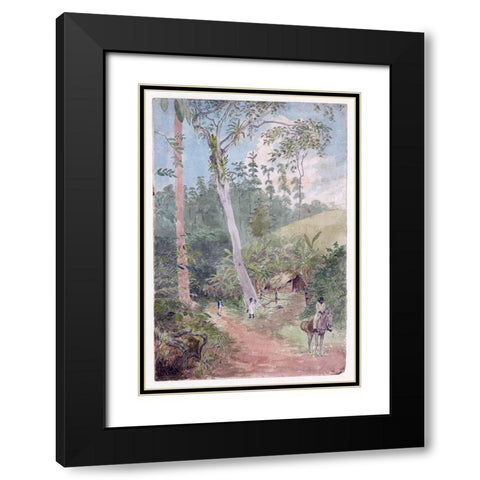 Plantain Walk, Jamaica Black Modern Wood Framed Art Print with Double Matting by Berryman, William
