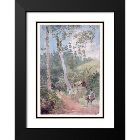 Plantain Walk, Jamaica Black Modern Wood Framed Art Print with Double Matting by Berryman, William