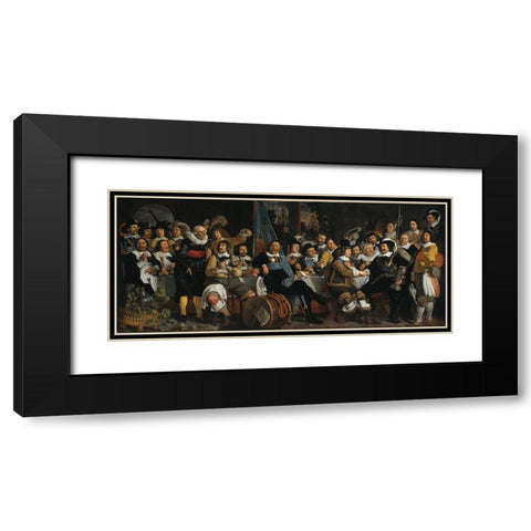 Banquet of the Amsterdam Civic Guard in Celebration of the Peace of MunsterÂ  Black Modern Wood Framed Art Print with Double Matting by van der Helst, Bartholomeus